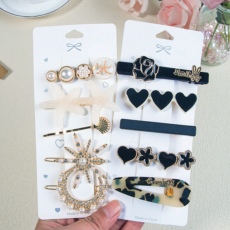 Wholesale Pearl with Diamond Bow and Starfish Plastic Hair Clips